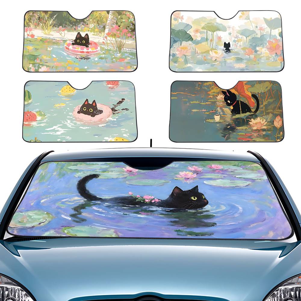 Car Accessories Outside - Dessin animé chat en feuille de